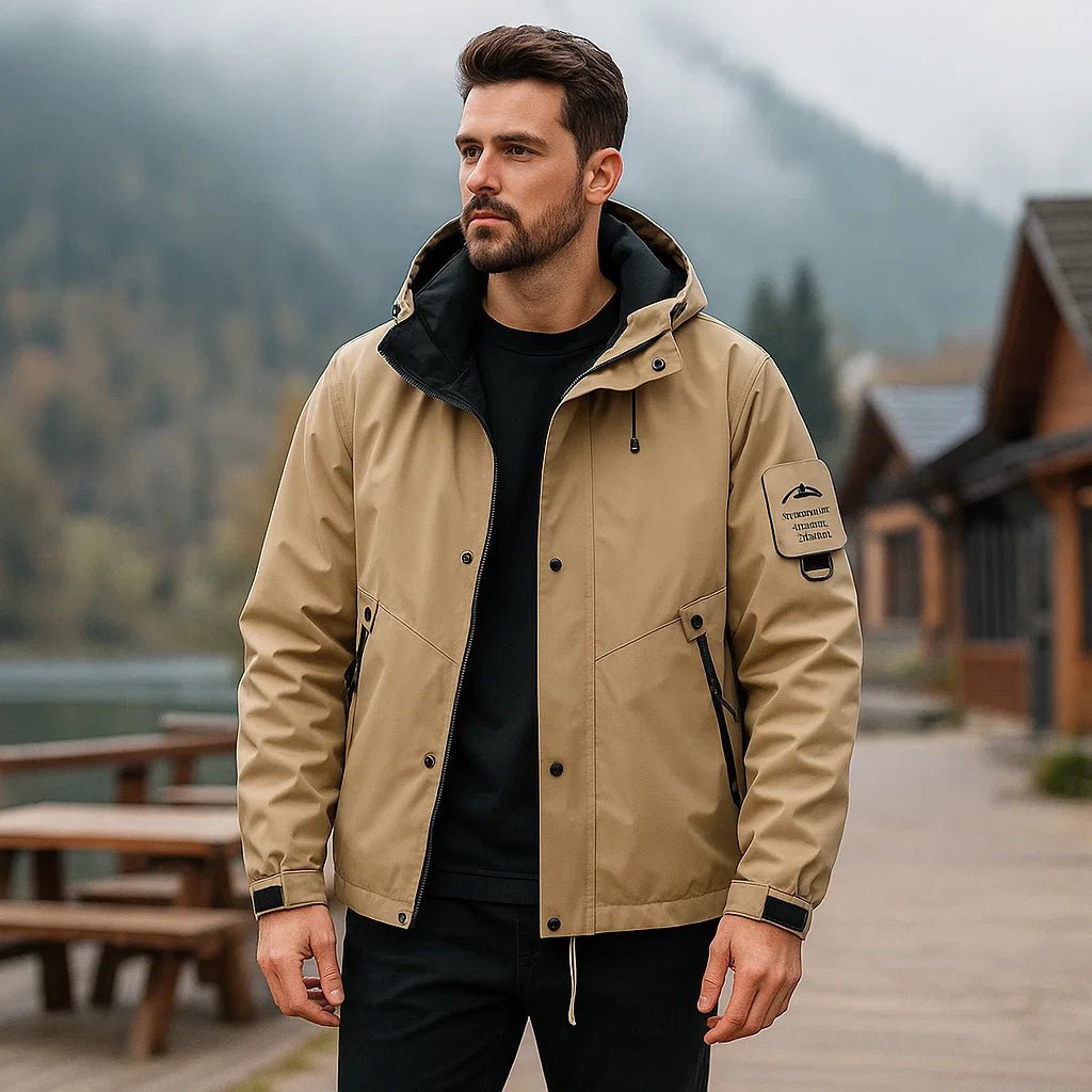 Męska wodoodporna zimowa kurtka narciarska z kapturem