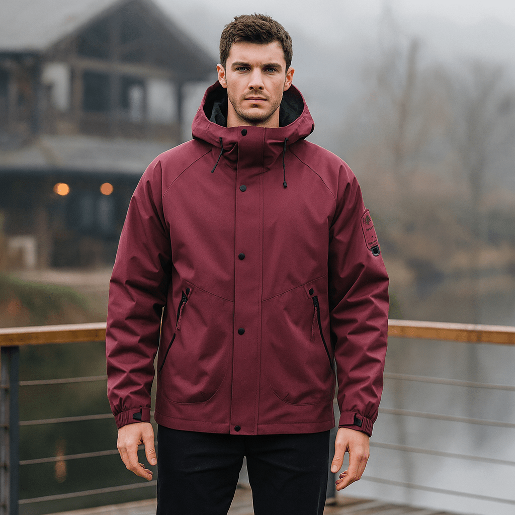 Męska wodoodporna zimowa kurtka narciarska z kapturem