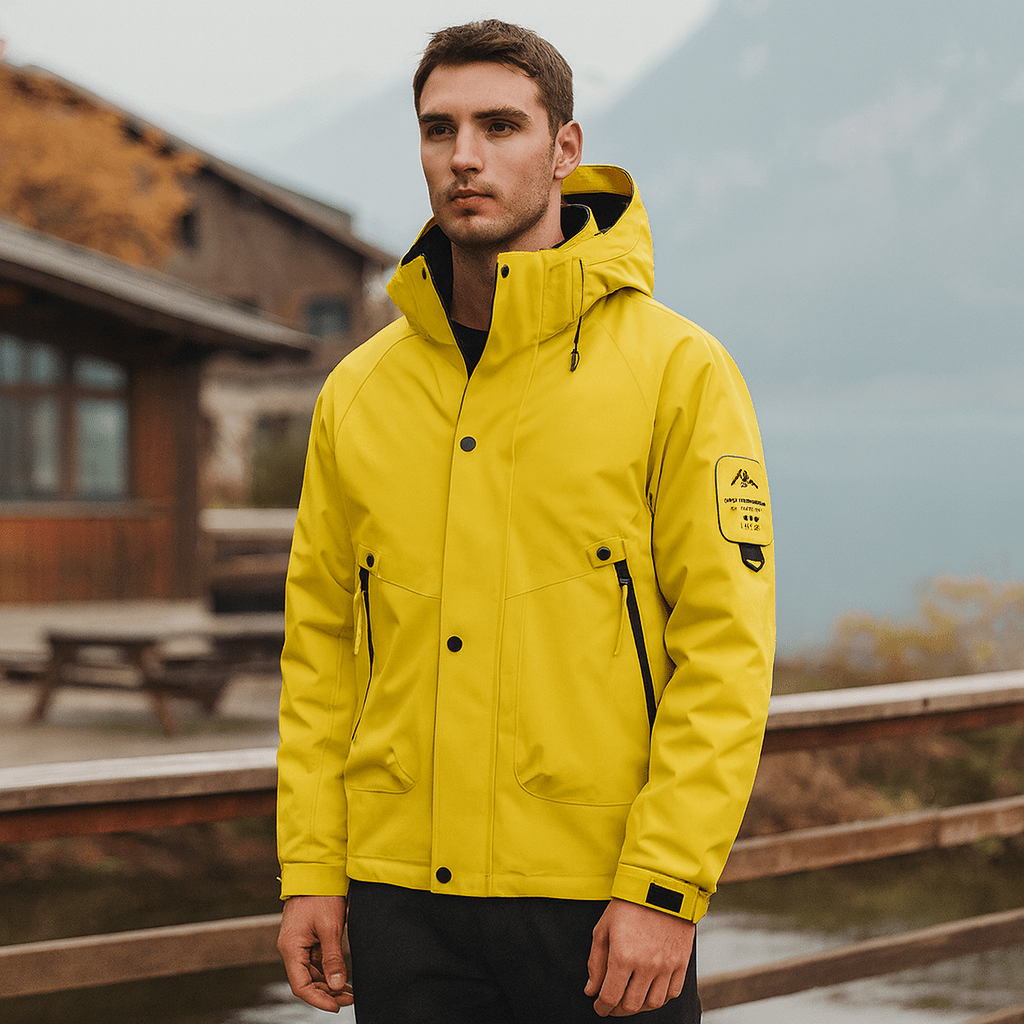 Męska wodoodporna zimowa kurtka narciarska z kapturem