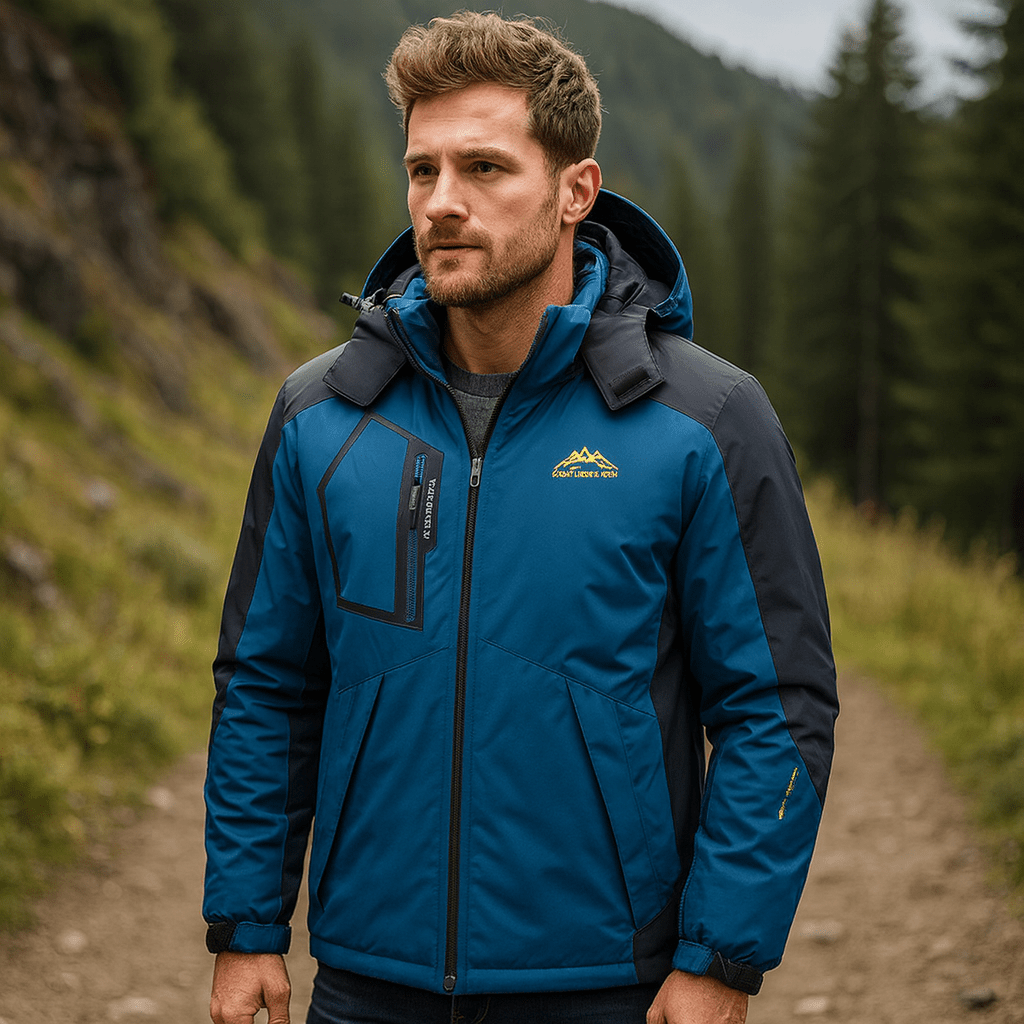 Męska kurtka narciarska zimowa wodoodporna z kapturem