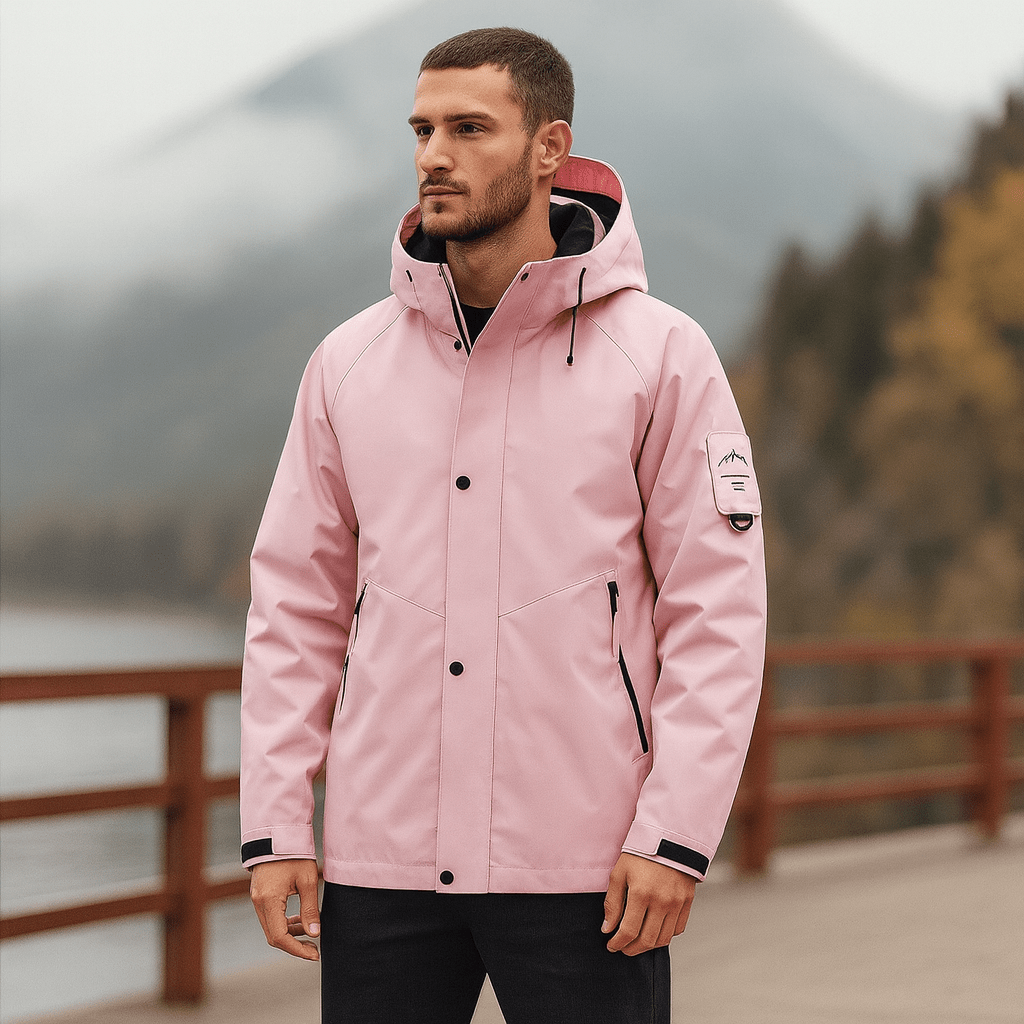 Męska wodoodporna zimowa kurtka narciarska z kapturem