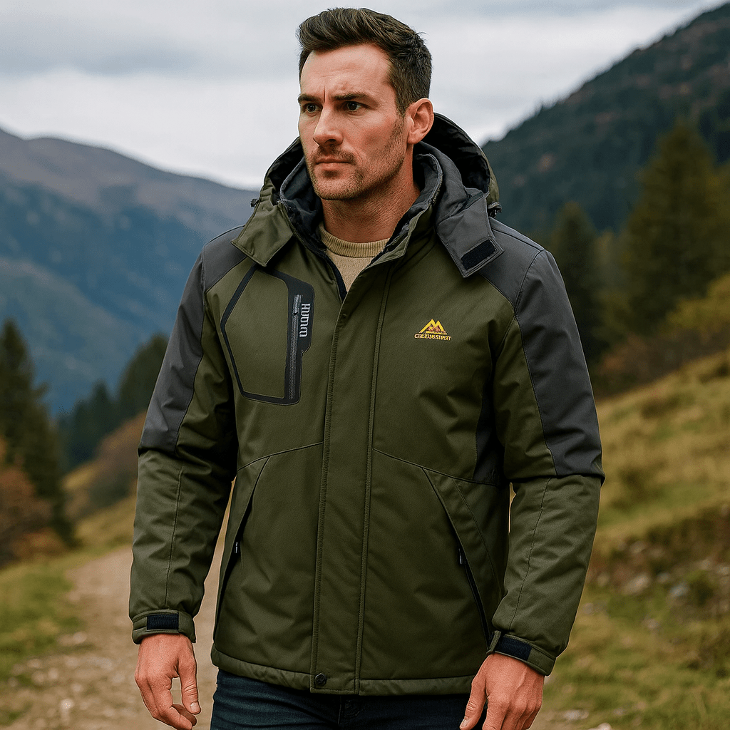 Męska kurtka narciarska zimowa wodoodporna z kapturem