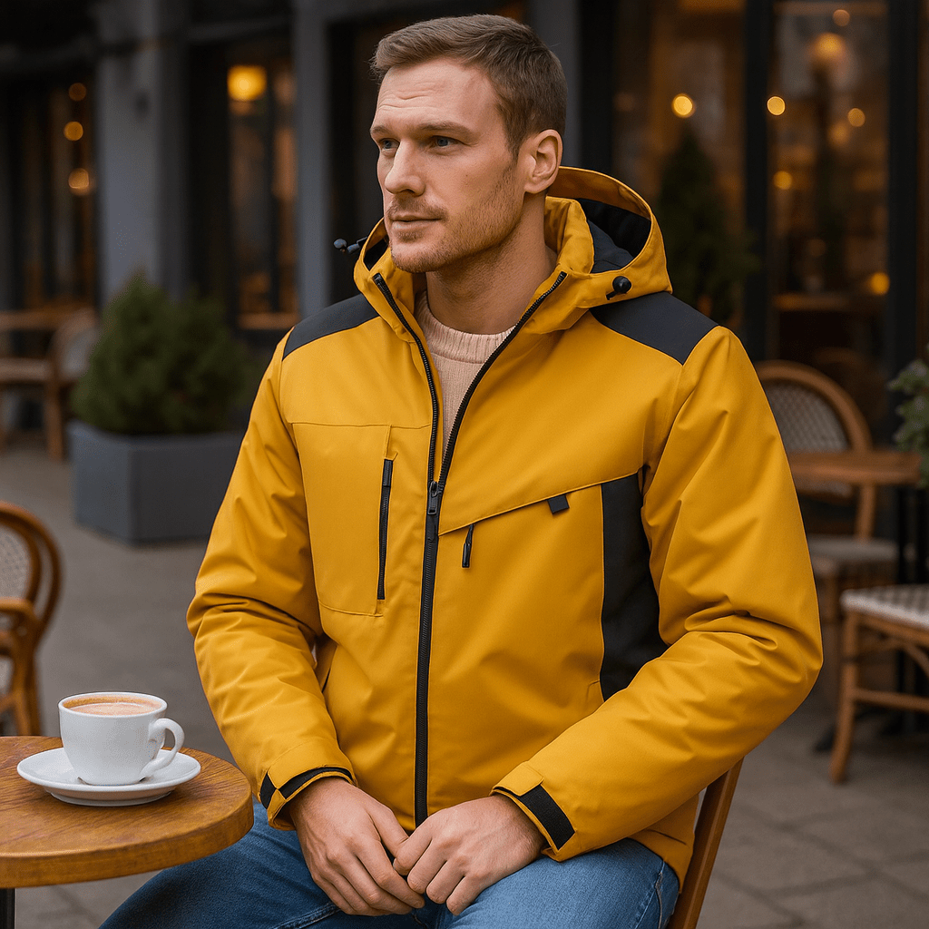 Męska kurtka narciarska zimowa z kapturem i luźnym krojem