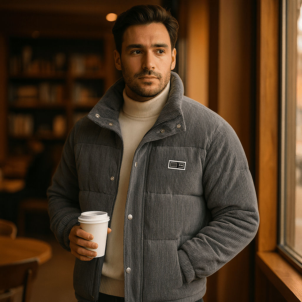 Męska Kurtka Puchowa Sztruksowa - vivano - warszawa