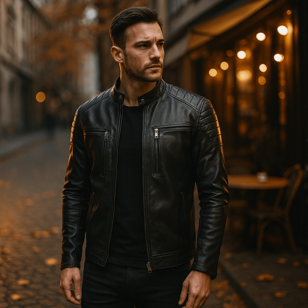 Męska Kurtka ze Skóry PU ze Stojącym Kołnierzem - vivano - warszawa