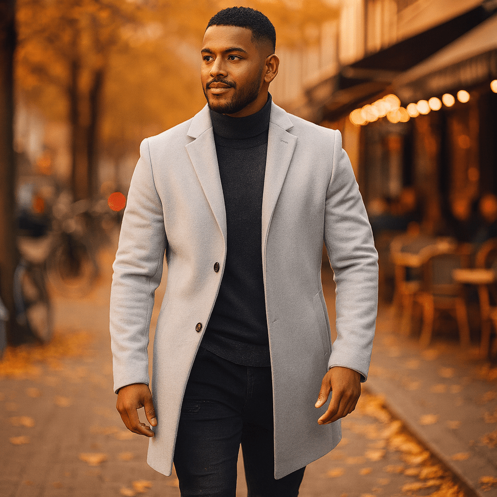 Męski Casual Płaszcz z Guzikami - vivano - warszawa