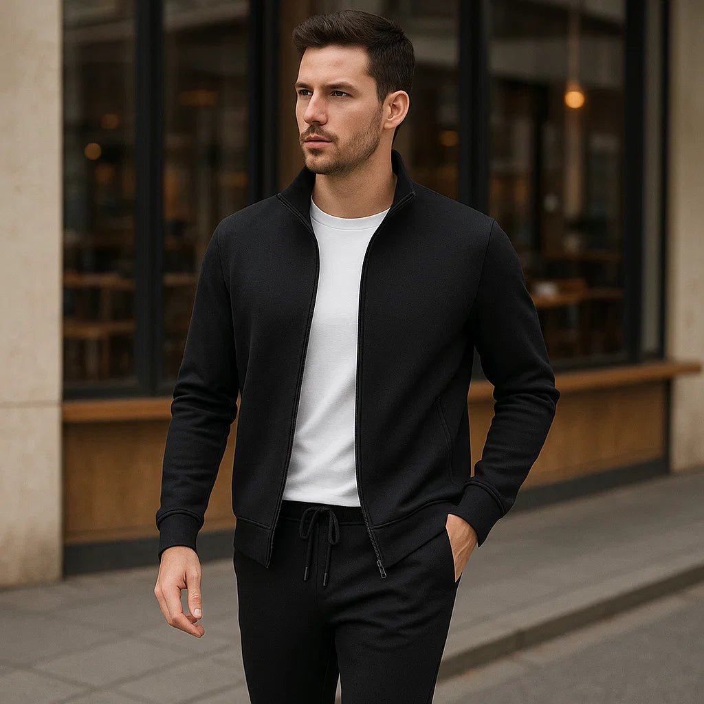 Męski elegancki zestaw dresowy - z zamkiem - komplet