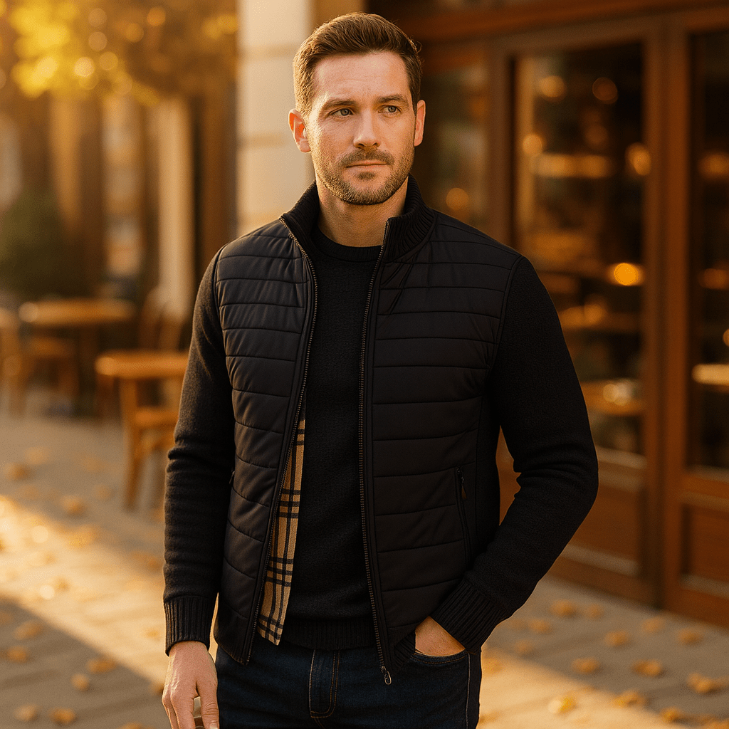 Męski klasyczny bezrękawnik ze stojącym kołnierzem - vivano - warszawa