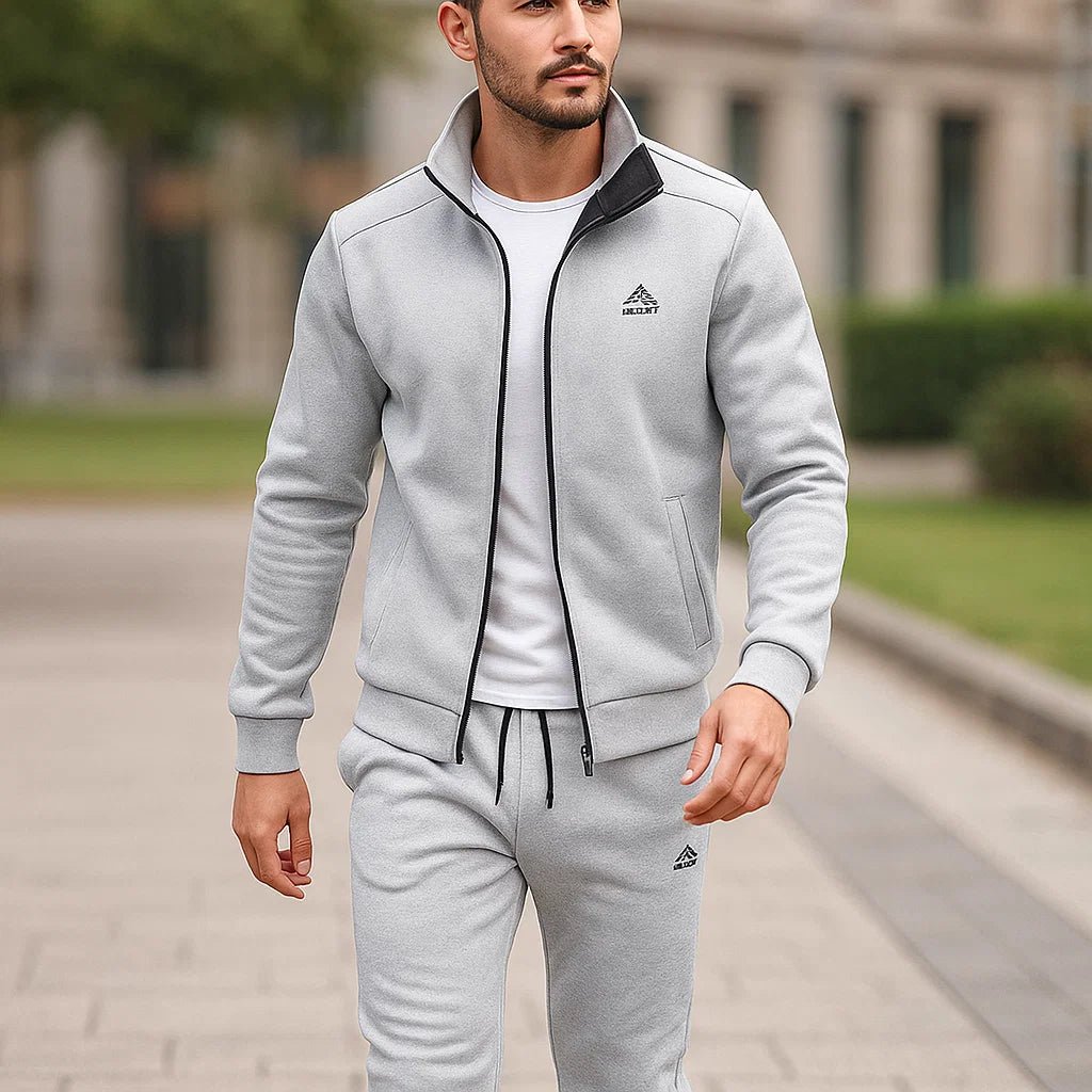 Męski klasyczny komplet dresowy - wysoki kołnierz - sportowy - komfortowy