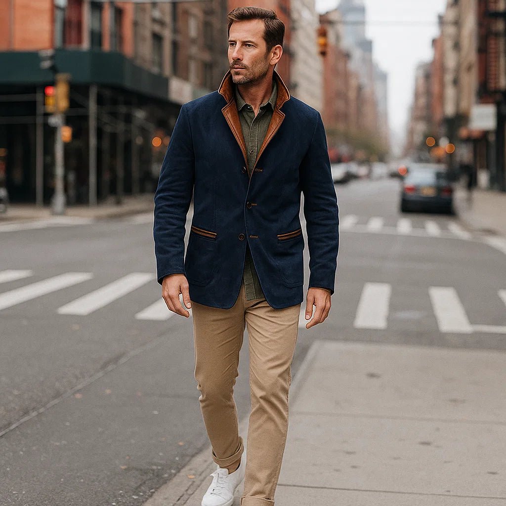 Męski płaszcz casual vintage z guzikami - vivano - warszawa