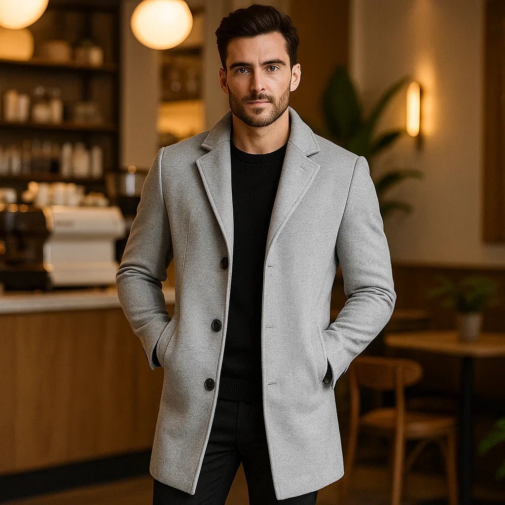 Męski Płaszcz Wełniany Terrence – Elegancki i Ciepły - vivano - warszawa