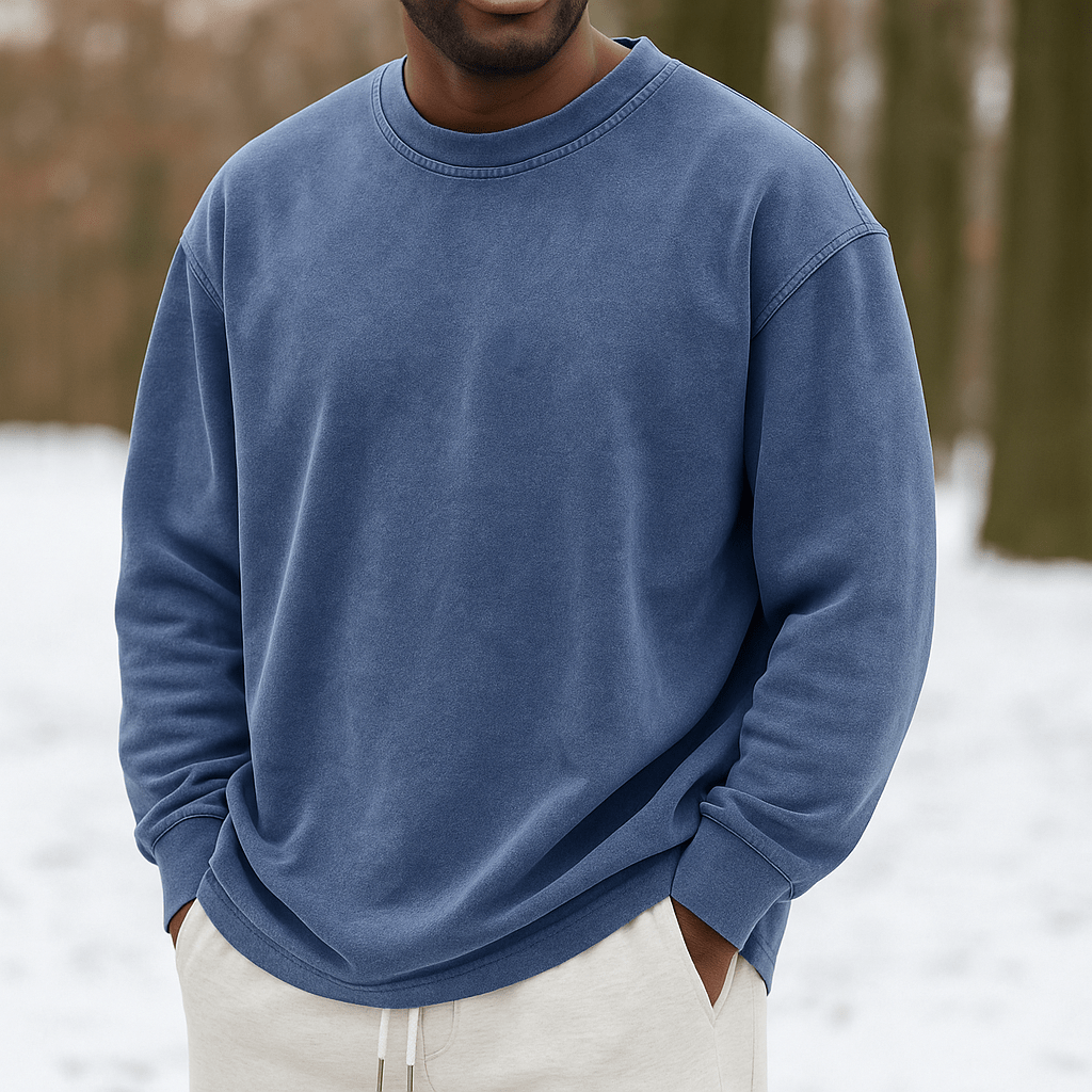 Męski Sweter Crewneck – Miękka Bawełna – Luźny Krój – Długie Rękawy - vivano - warszawa