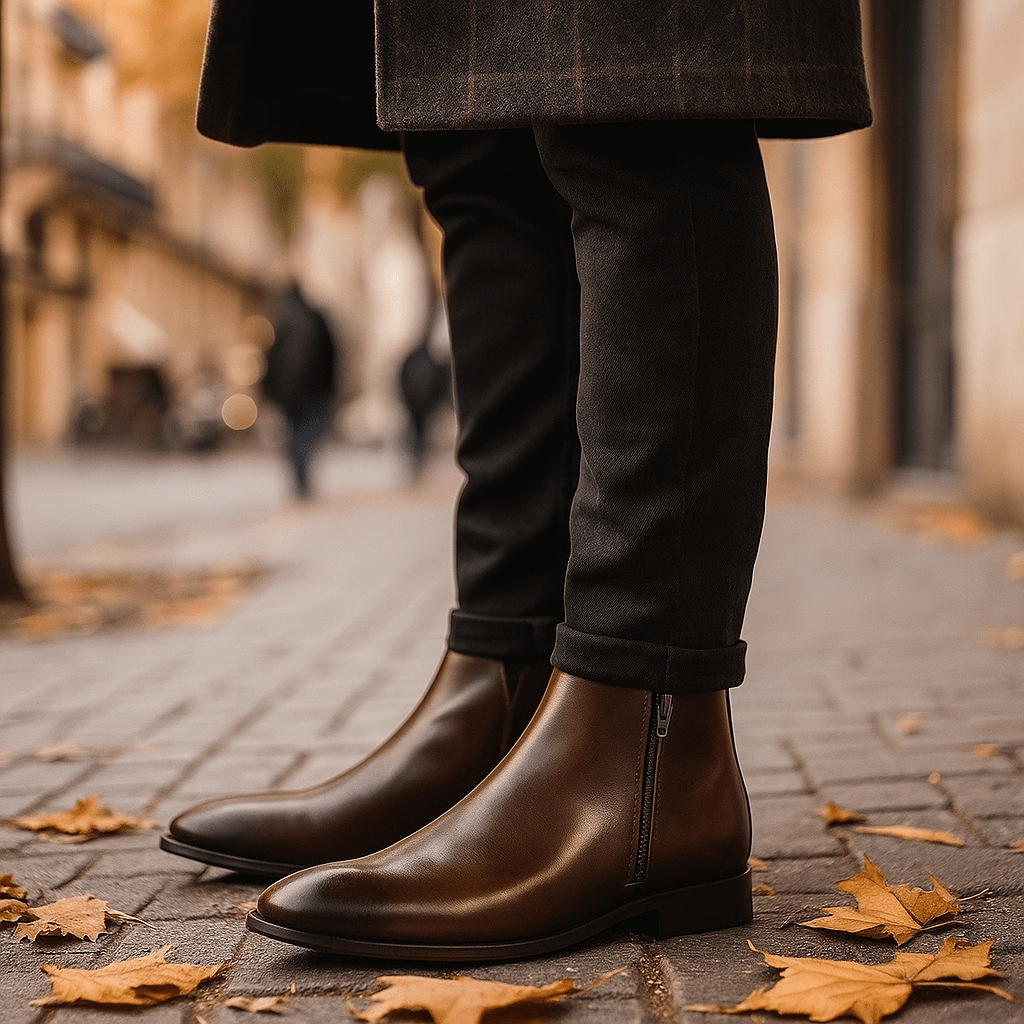 Męskie Buty Retro z Bocz­nym Zamkiem