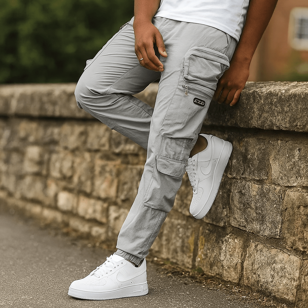 Męskie Spodnie Cargo - Tapered Fit - Wielofunkcyjne Kieszenie - Casual - vivano - warszawa