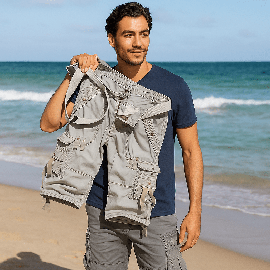 Męskie Szorty Cargo - Długość do Kolan - Oddychające - Wiele Kieszeni - Z Pasem - vivano - warszawa