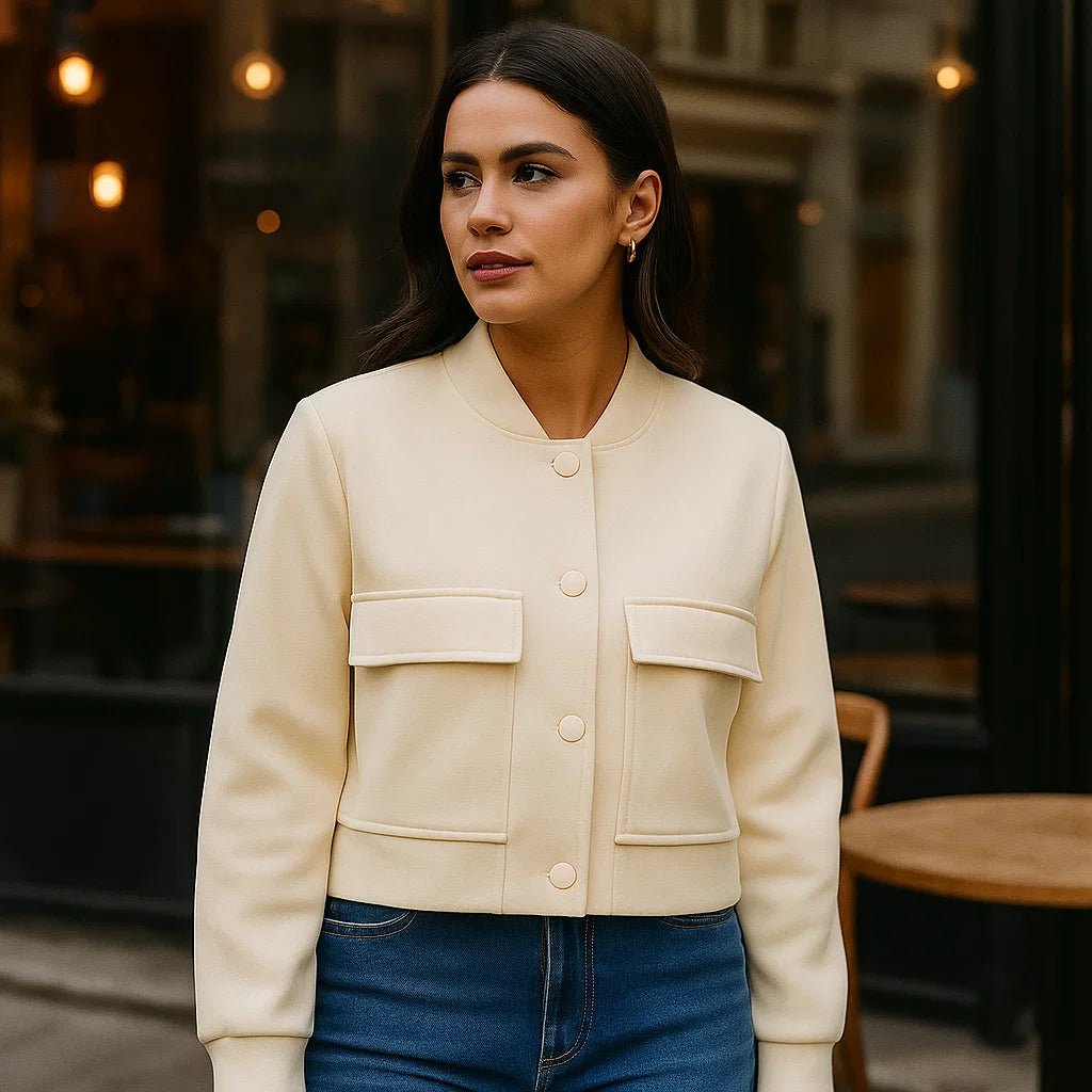 Miękka beżowa kurtka pilotka dla kobiet - Komfortowy, swobodny styl - vivano - warszawa