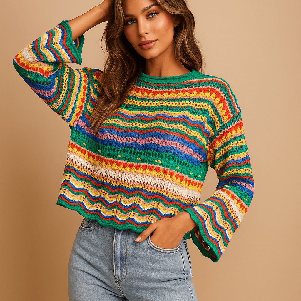 Modny luźny sweter dla kobiet - Wygodny - Stylowy - Oddychający - vivano - warszawa