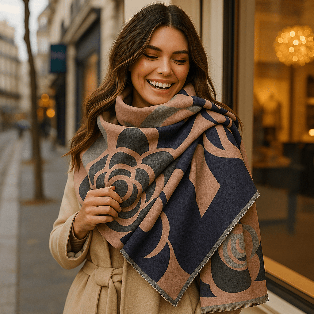 Odwracalny Szal Luksusowy – Elegancki Wzór Kwiatowy