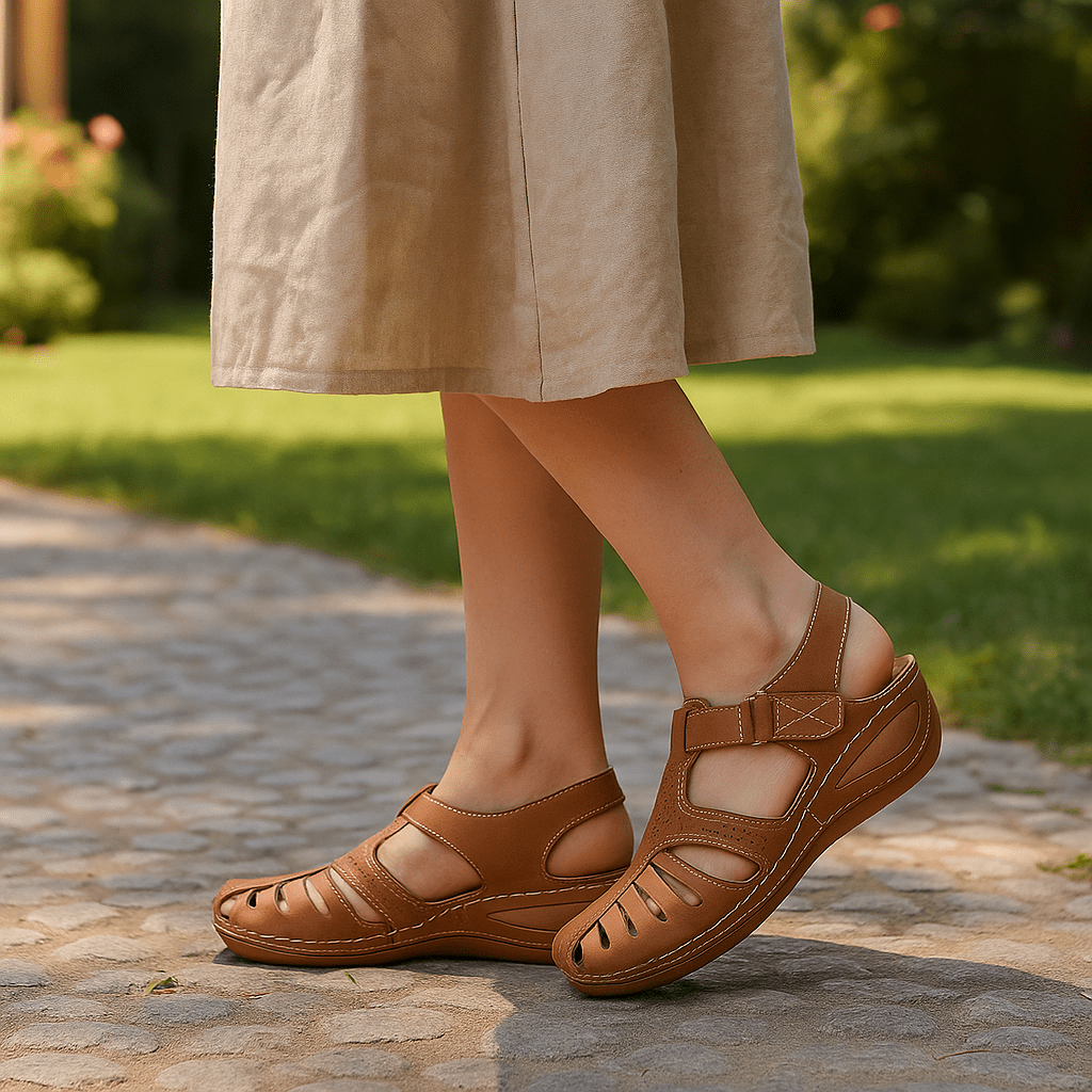 Ortopedyczne sandały damskie z perforowaną skórą - vivano - warszawa