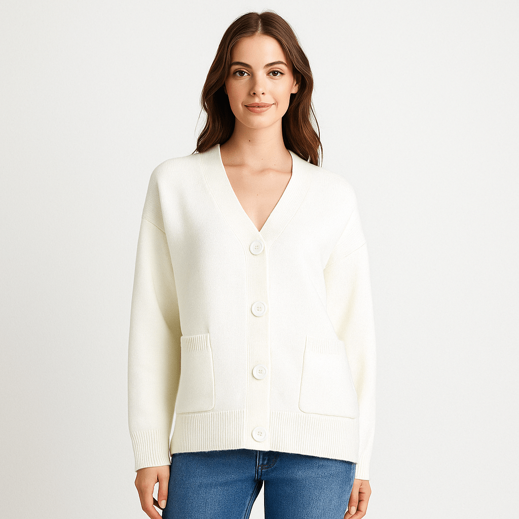 Oversized Miękki Sweter Kardigan - Kieszenie - Komfort Styl - vivano - warszawa