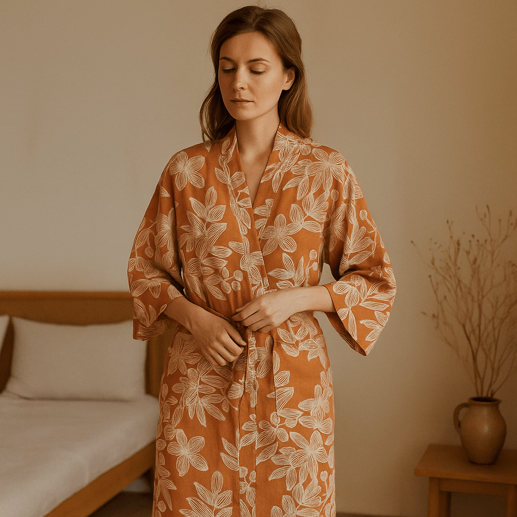 SereniLoom – Miękki i Oddychający Kimono Szlafrok z Luksusowej Bawełny na Relaksujące Chwile