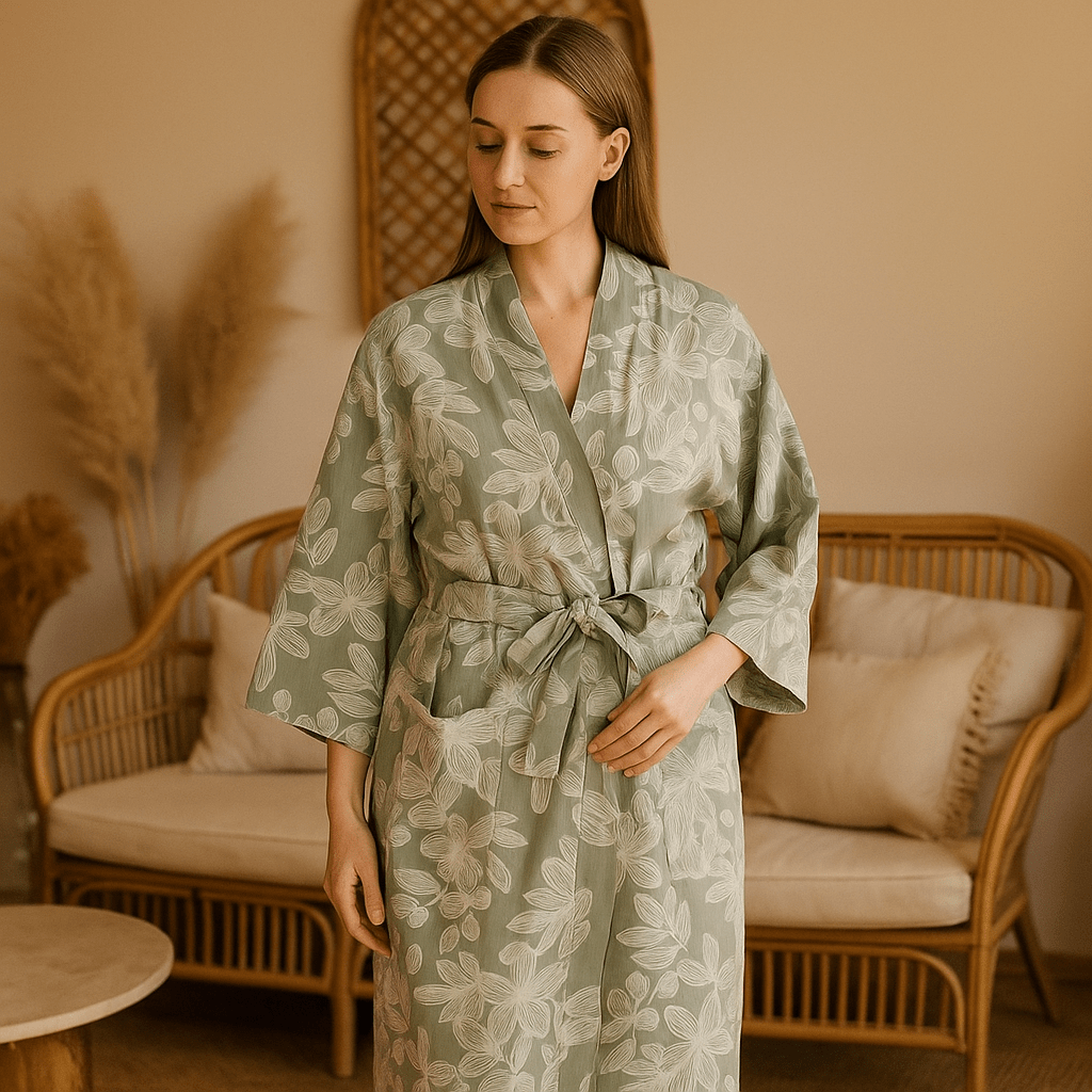SereniLoom – Miękki i Oddychający Kimono Szlafrok z Luksusowej Bawełny na Relaksujące Chwile