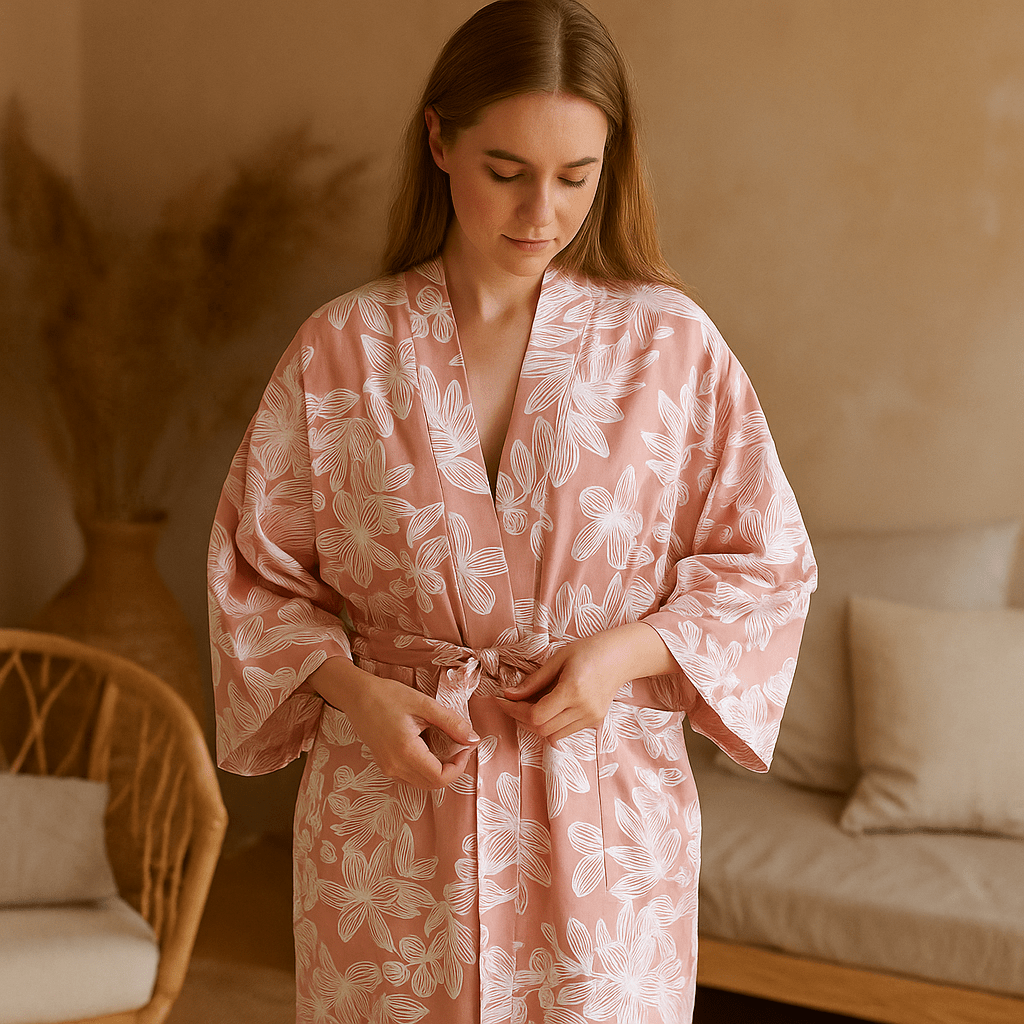 SereniLoom – Miękki i Oddychający Kimono Szlafrok z Luksusowej Bawełny na Relaksujące Chwile
