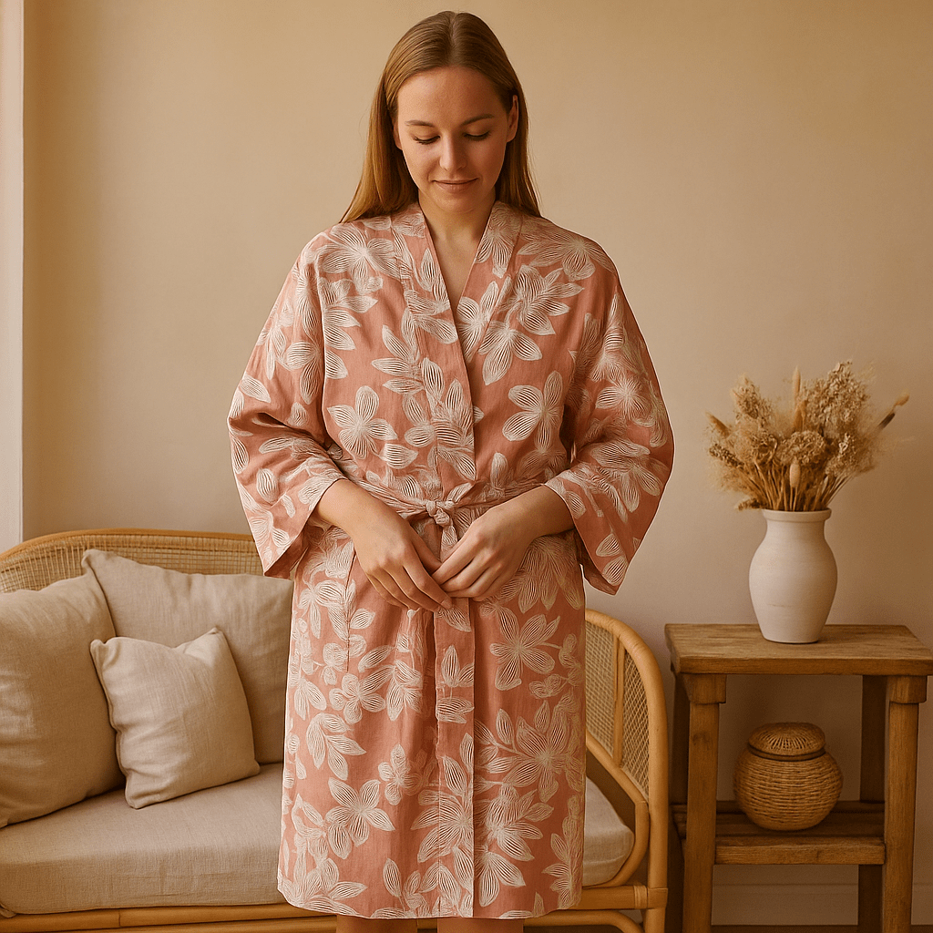 SereniLoom – Miękki i Oddychający Kimono Szlafrok z Luksusowej Bawełny na Relaksujące Chwile