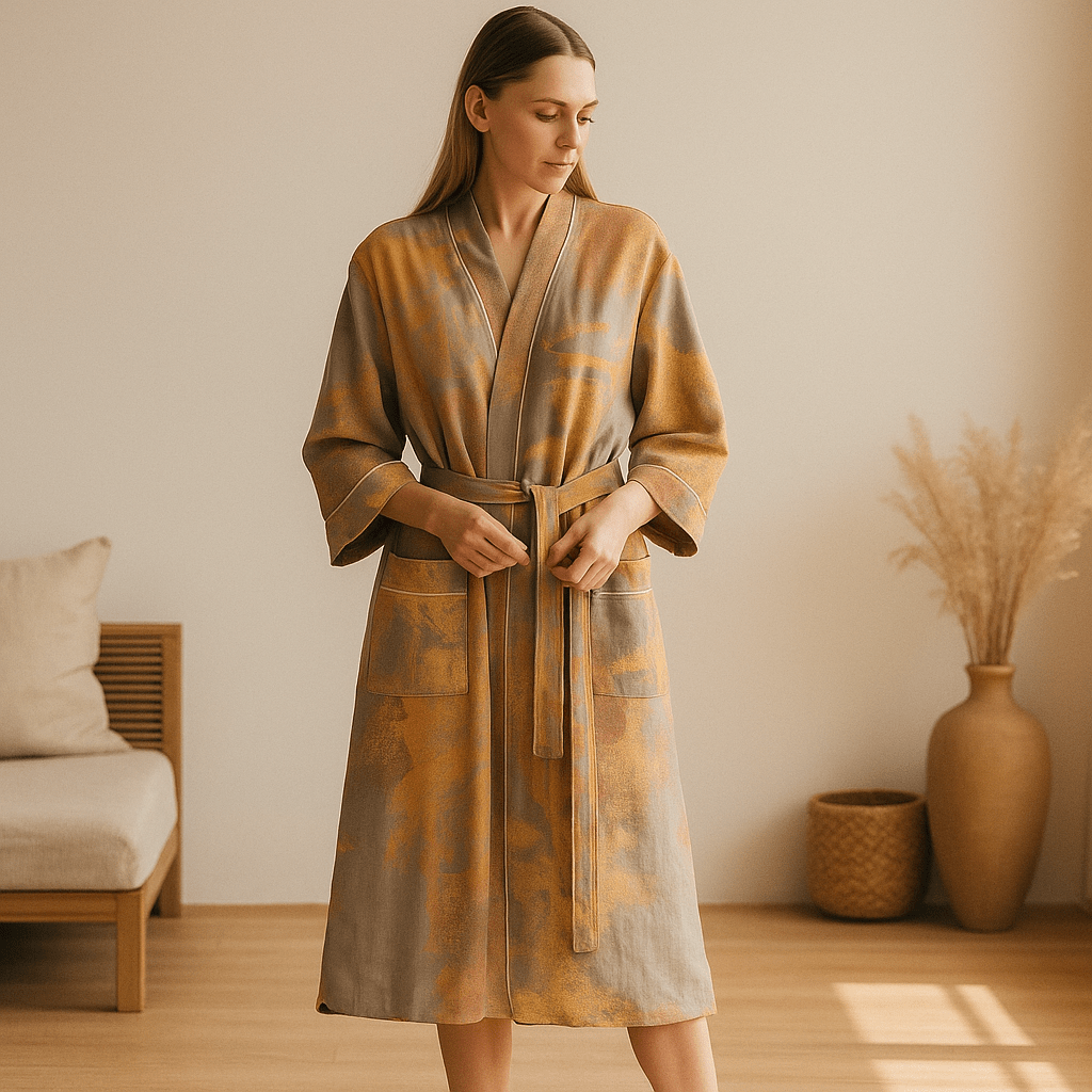 SereniLuxe – Oddychający i Elegancki Szlafrok w Stylu Kimono dla Najwyższego Relaksu