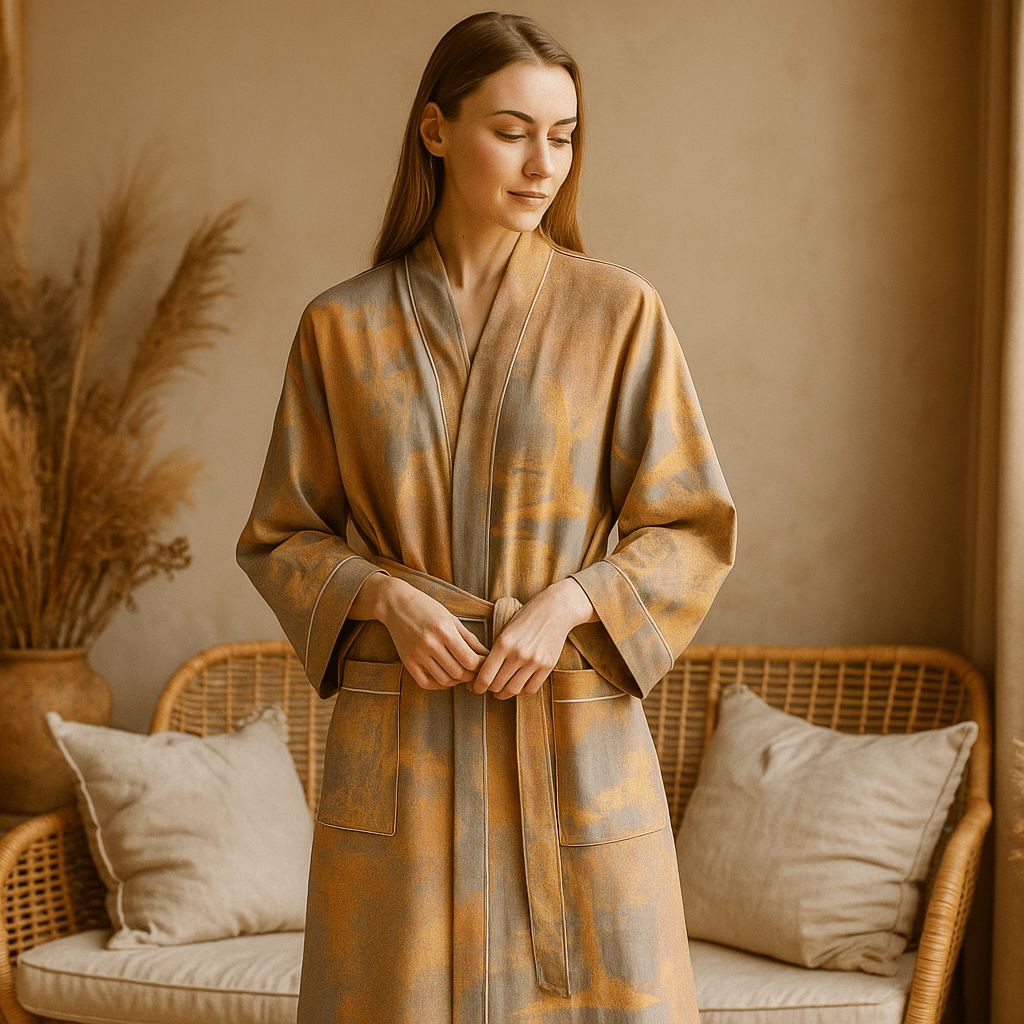 SereniLuxe – Oddychający i Elegancki Szlafrok w Stylu Kimono dla Najwyższego Relaksu