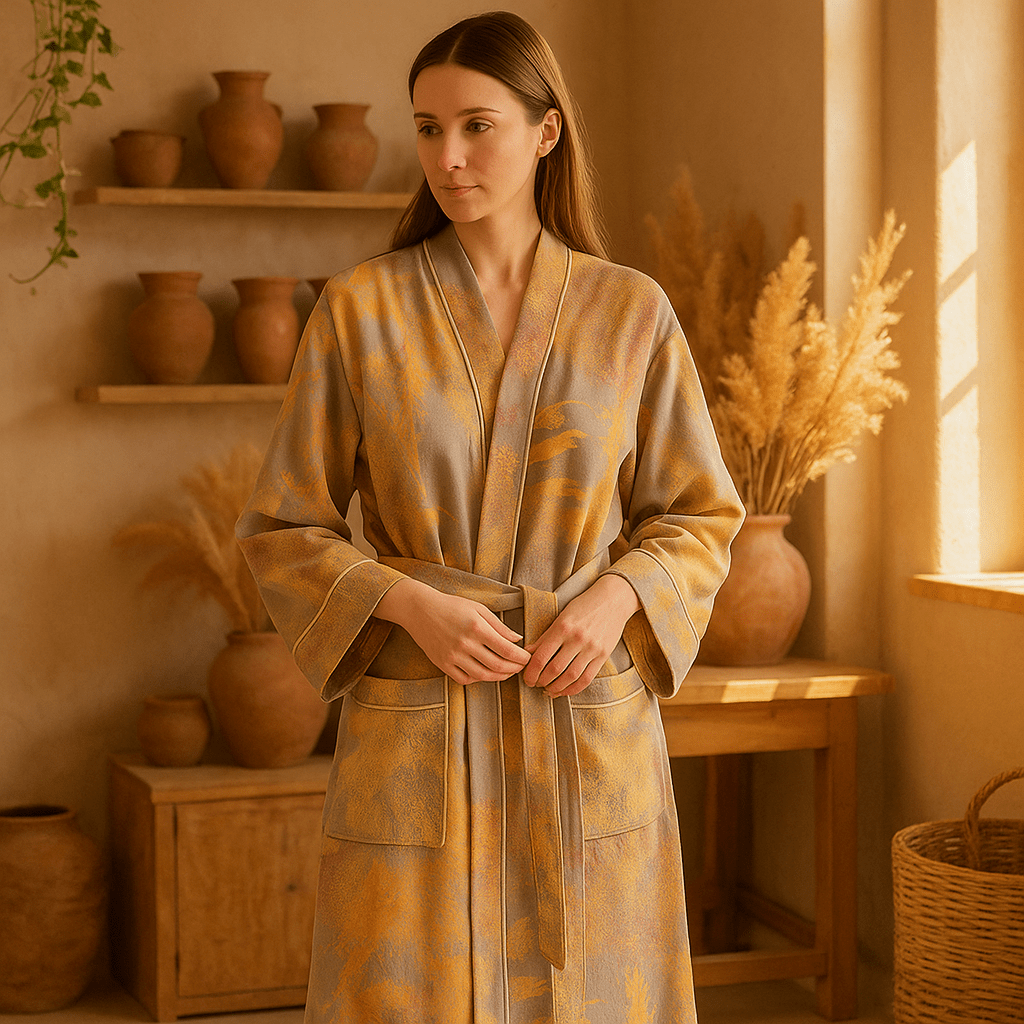 SereniLuxe – Oddychający i Elegancki Szlafrok w Stylu Kimono dla Najwyższego Relaksu