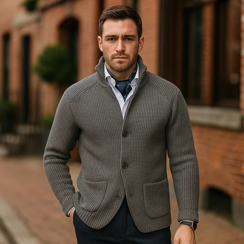 Sigmund - Elegancki kardigan męski - Komfortowy styl - Ponadczasowa jakość - vivano - warszawa