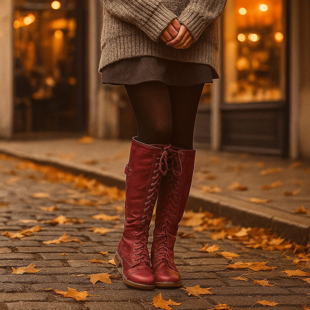 Soraya – Skórzane Botki Damskie za Kolano