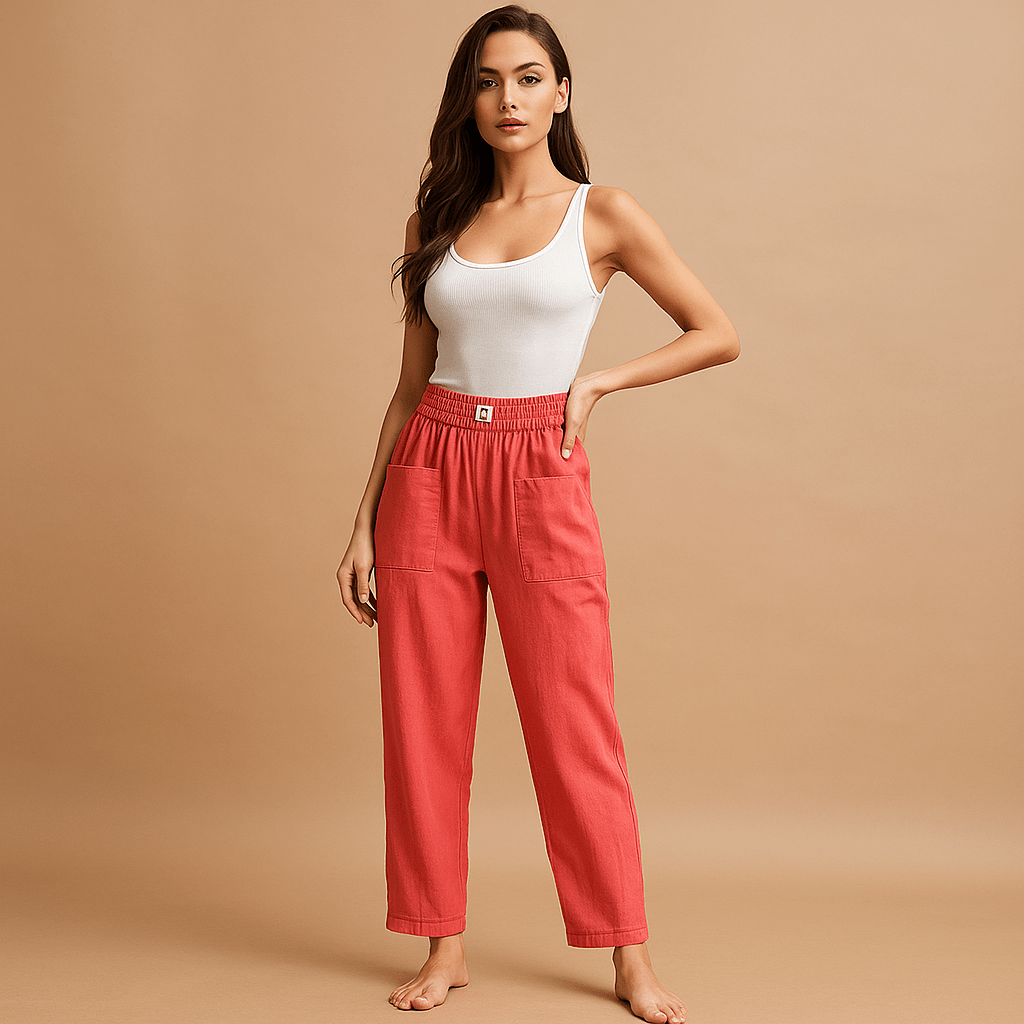 Spodnie bawełniane z lnu - Komfortowe - Oddychające - Stylowe - vivano - warszawa