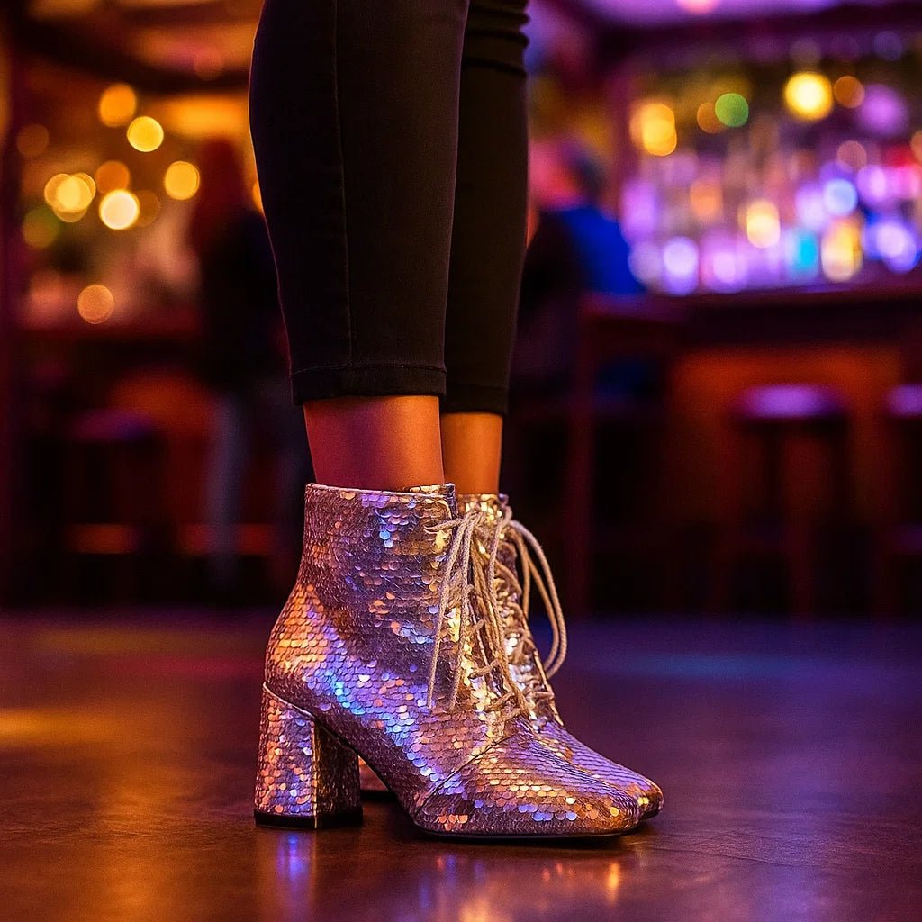 Stilla – Brokatowe Botki z Cekinami - vivano - warszawa