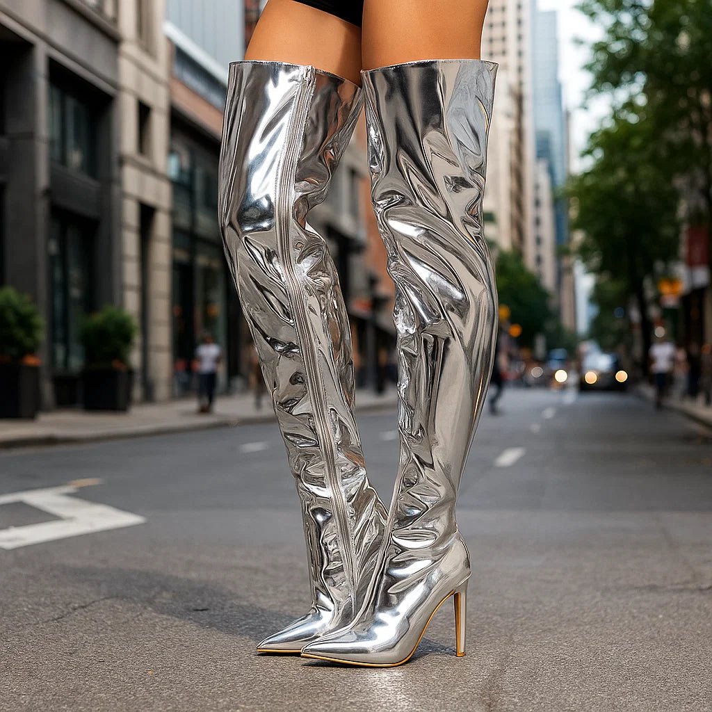 Stilla – Kozaki Overknee Błyszczące - vivano - warszawa