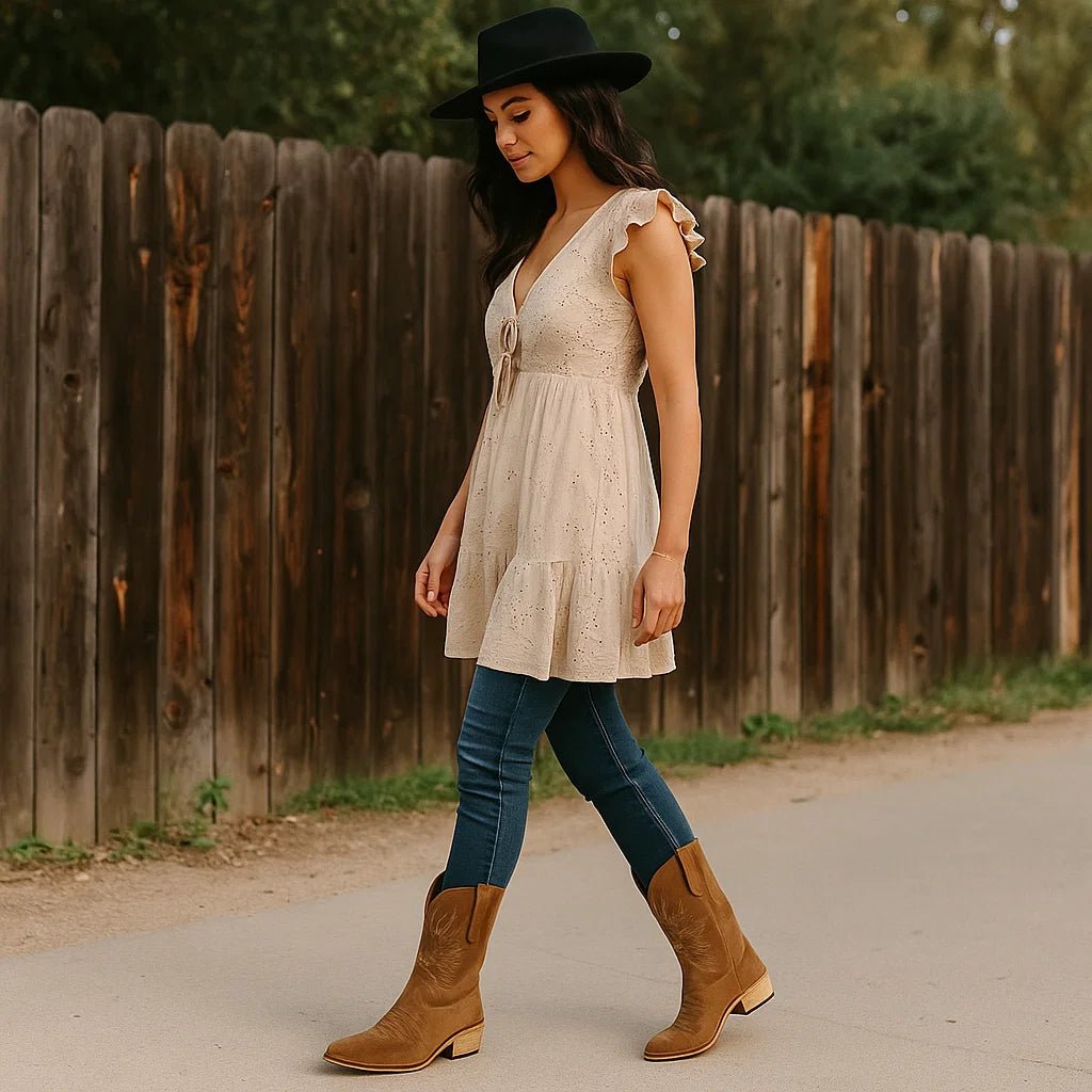 Stilla – Skórzane botki westernowe - vivano - warszawa