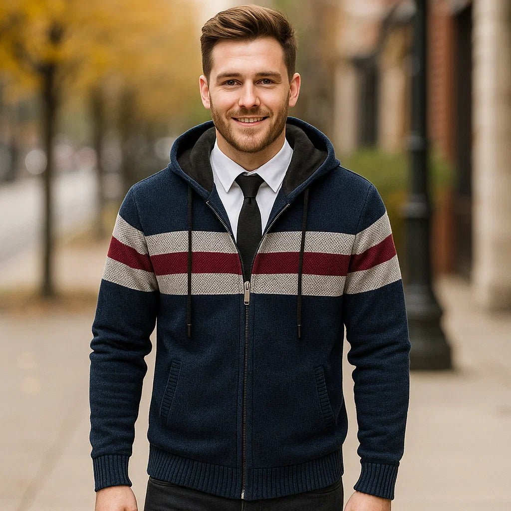 Stylowe swetry z kapturem - zamek błyskawiczny - męskie - komfort - jakość - vivano - warszawa