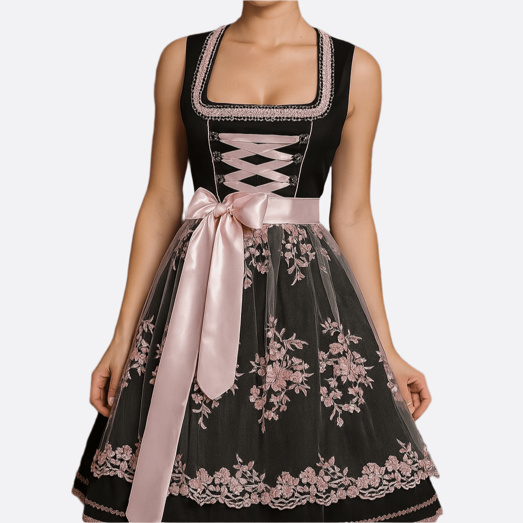 Sukienka Dirndl - Lekka Tkanina - Elegancki Róż - Idealna na Oktoberfest - vivano - warszawa