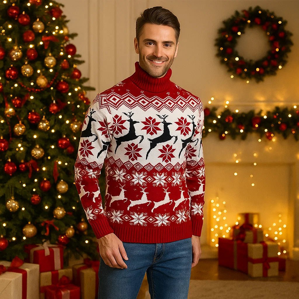 Sweter Świąteczny dla Par z Motywem Łosia