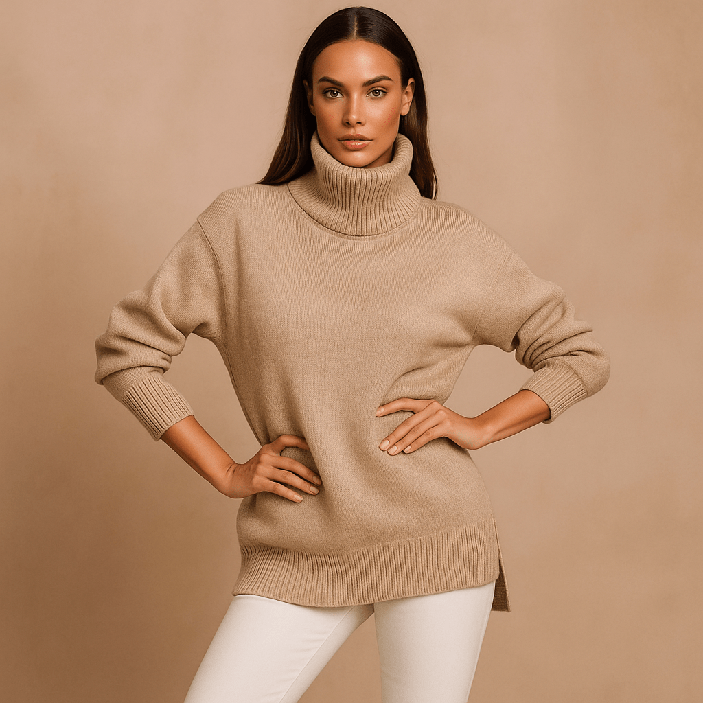 Sweter z Wysokim Kołnierzem - Komfortowy - Stylowy - Luo - vivano - warszawa