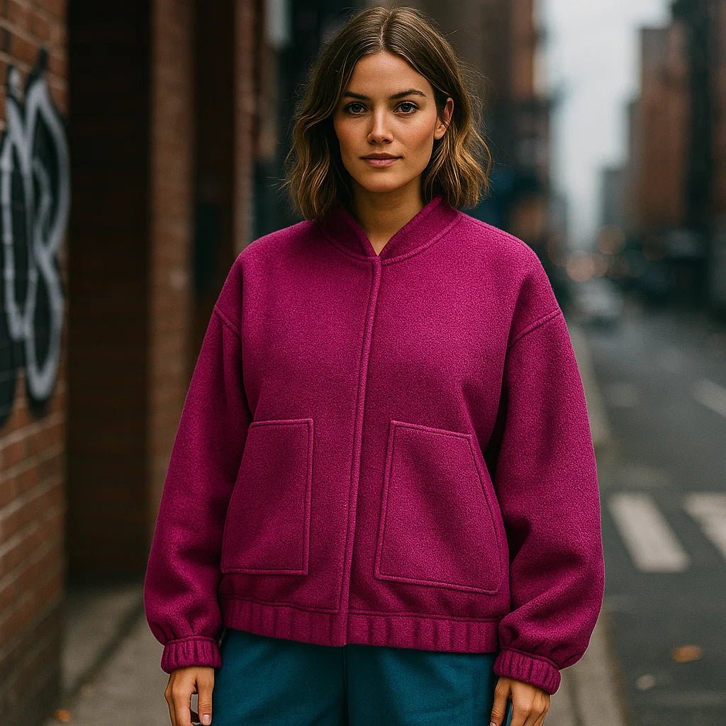 Sylvi - Przesadnie duża kurtka bomber - Guziki - Wygodna i Stylowa - vivano - warszawa