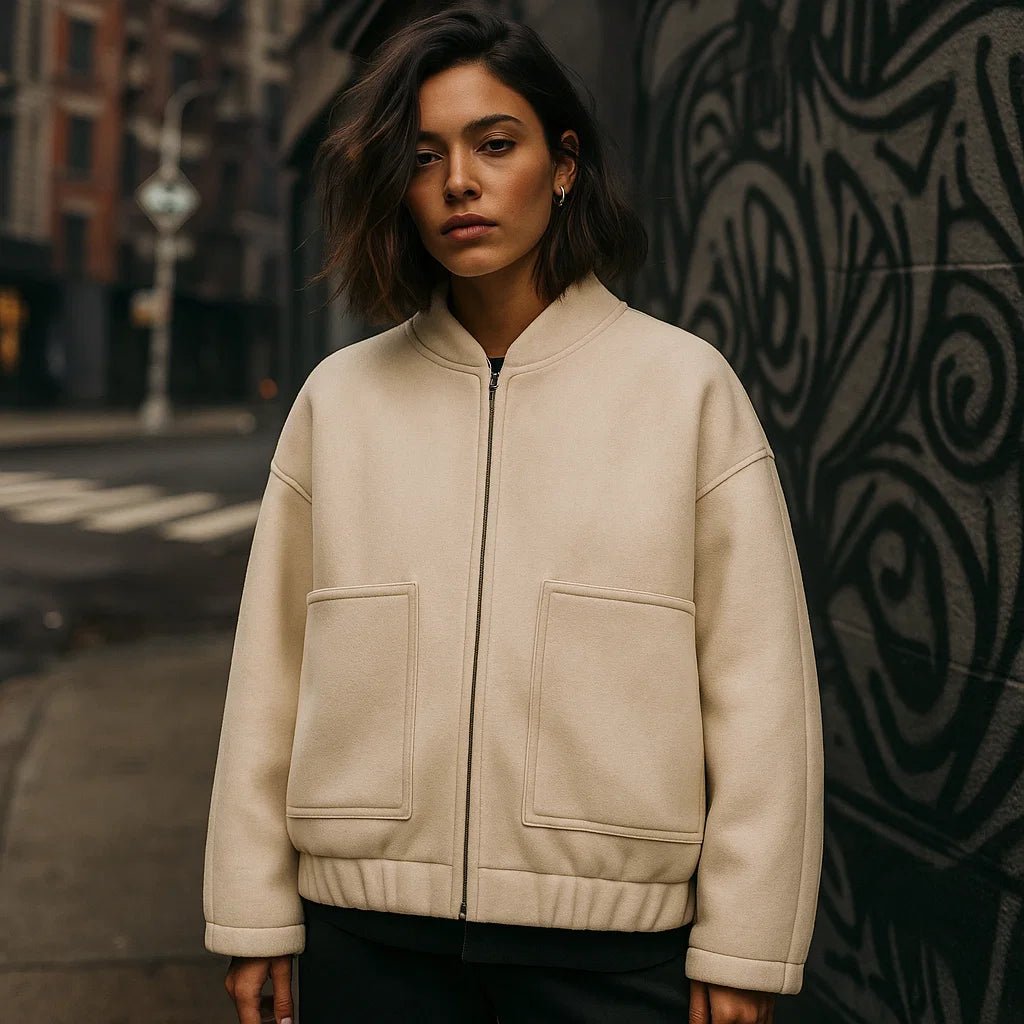 Sylvi - Przesadnie duża kurtka bomber - Guziki - Wygodna i Stylowa - vivano - warszawa