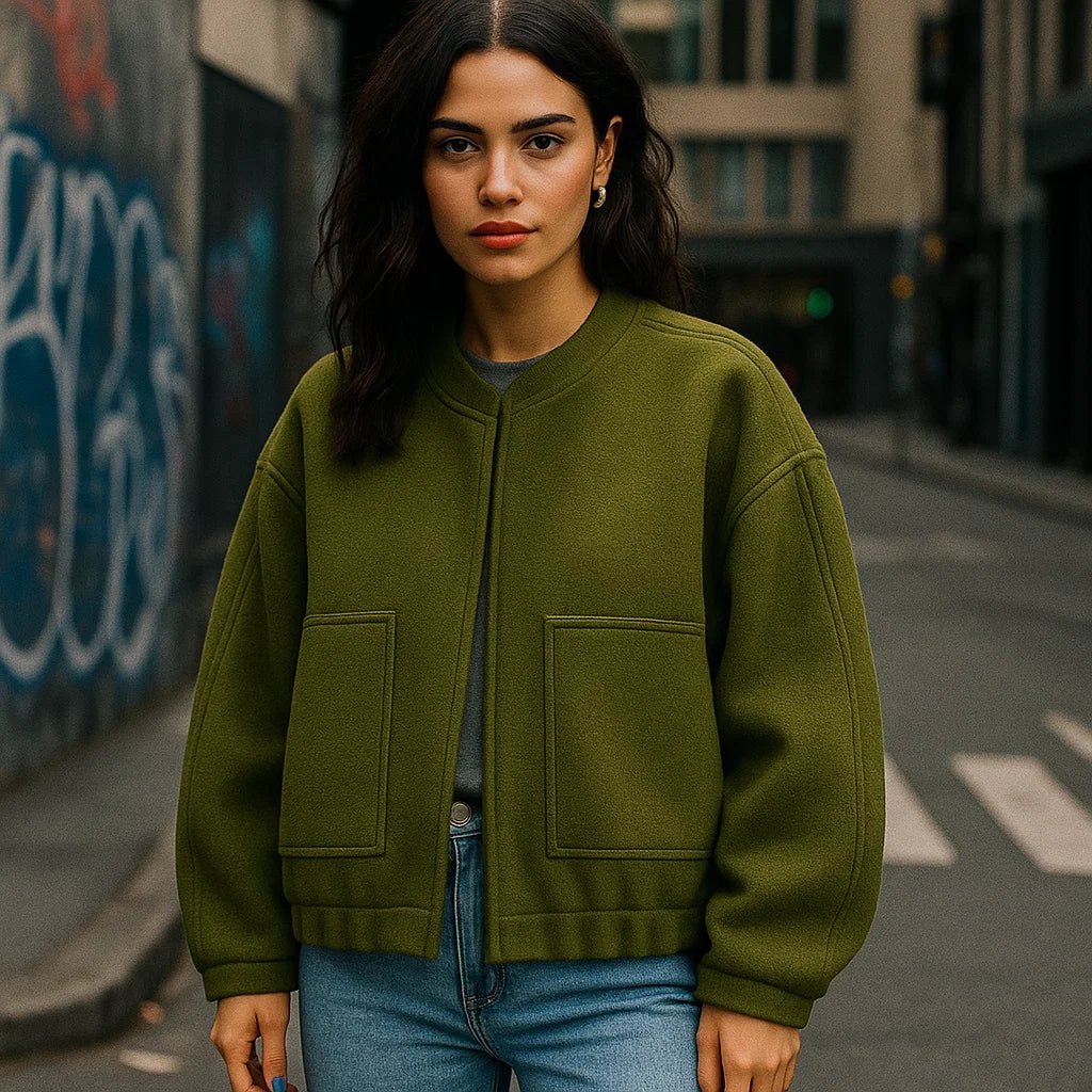 Sylvi - Przesadnie duża kurtka bomber - Guziki - Wygodna i Stylowa - vivano - warszawa