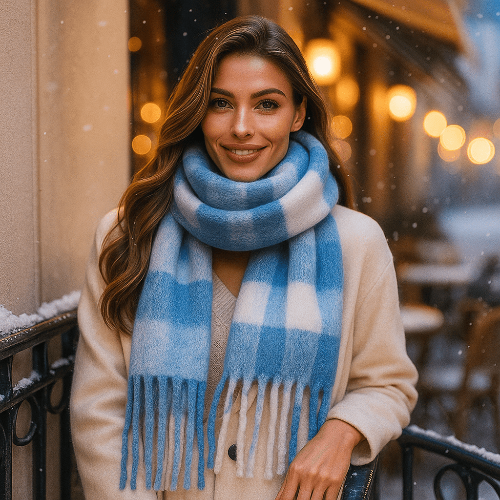 Szalik w Kratę Karminowy – Elegancja, Miękkość i Ciepło