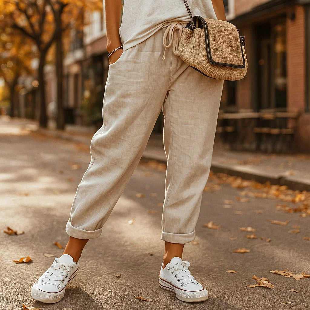 Vivano – Luźne i Stylowe Spodnie Lniane