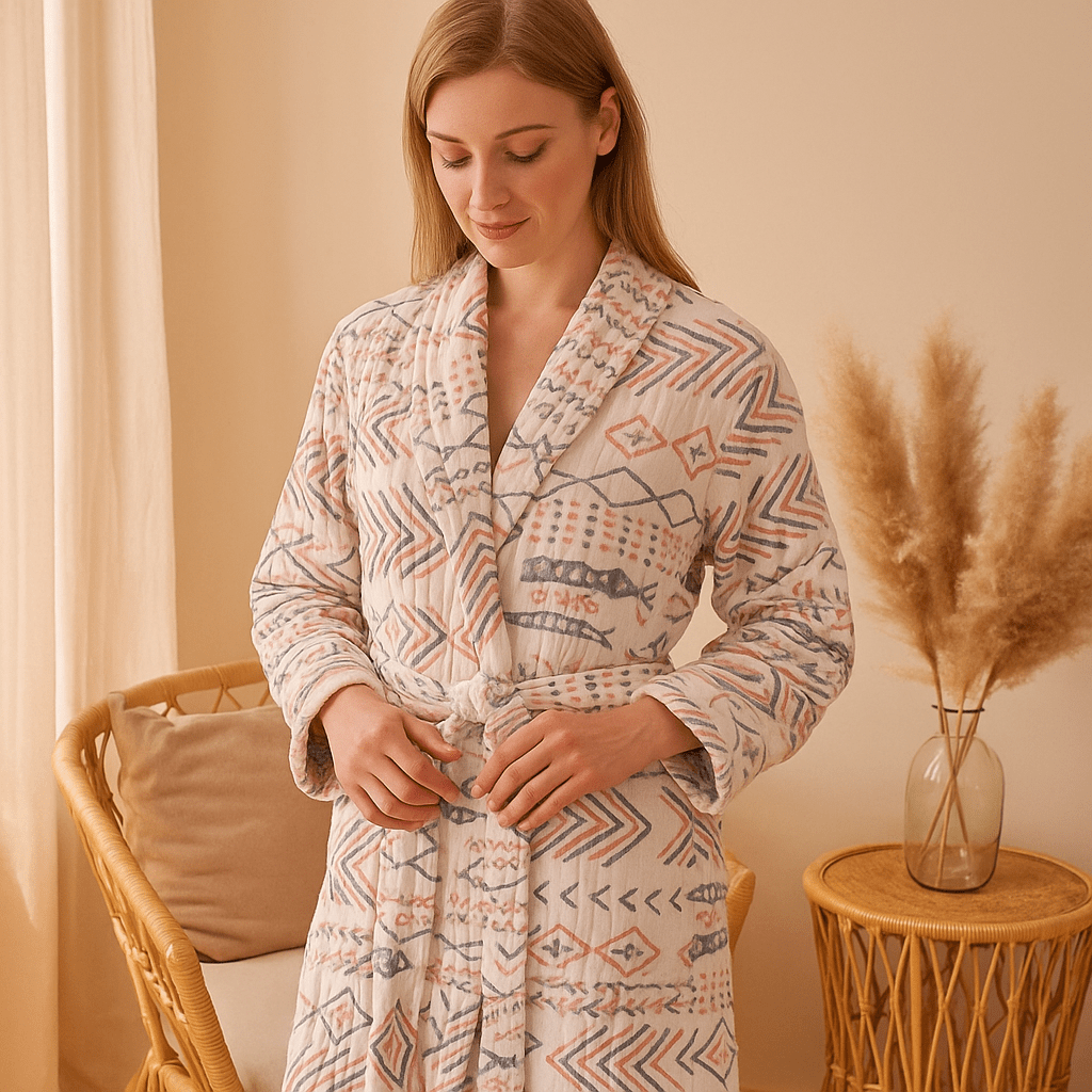 VelvetMorn – Miękki Luksusowy Szlafrok z Mieszanki Bawełny na Relaksujące Chwile