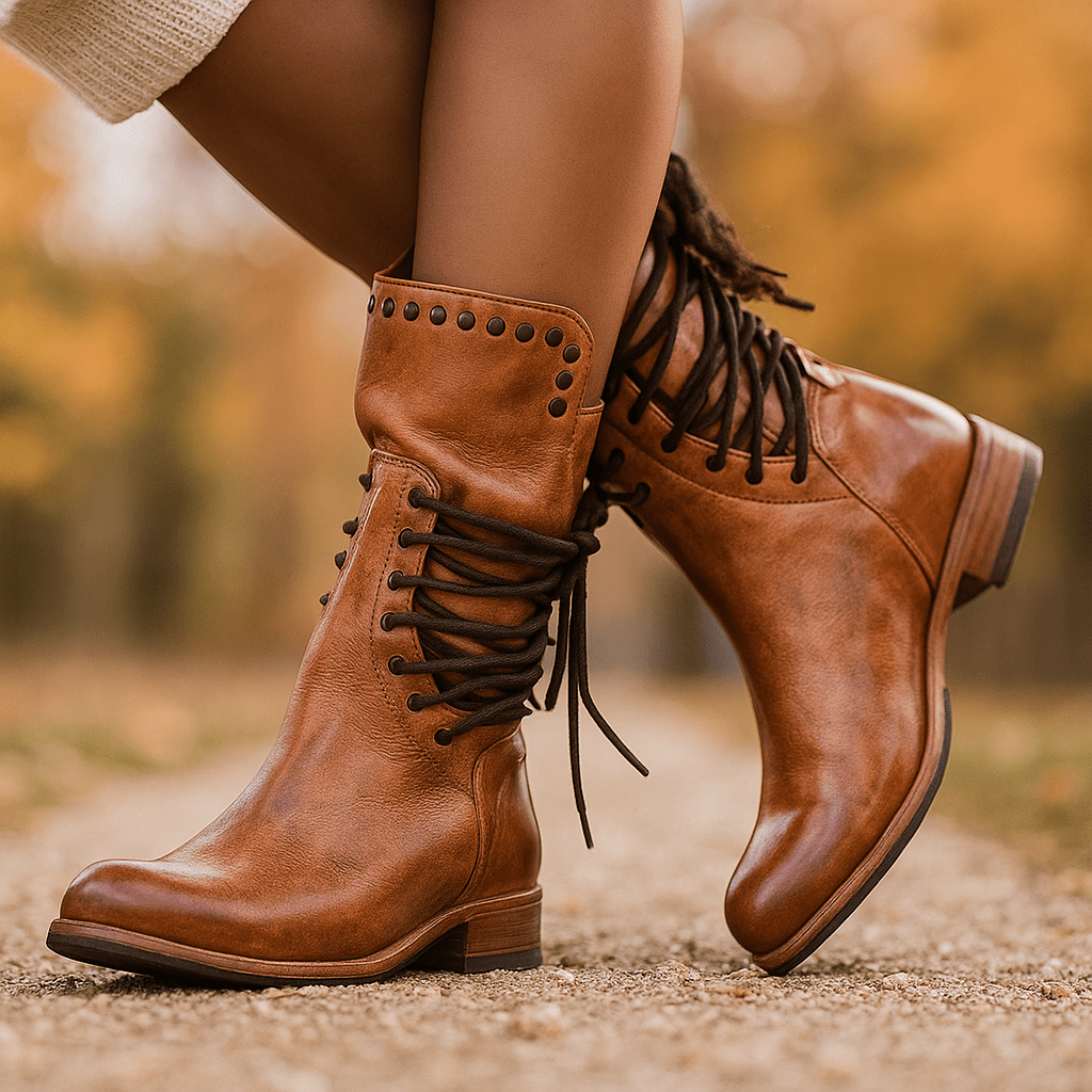 Xenia - Długie skórzane botki - Stylowe trwałe buty - vivano - warszawa