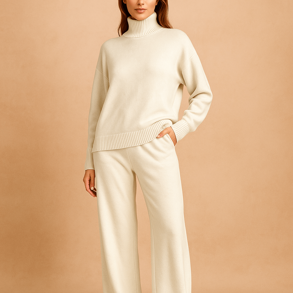 Zestaw Swetrów - Pulower z Wysokim Kołnierzem - Pasujące Spodnie - vivano - warszawa