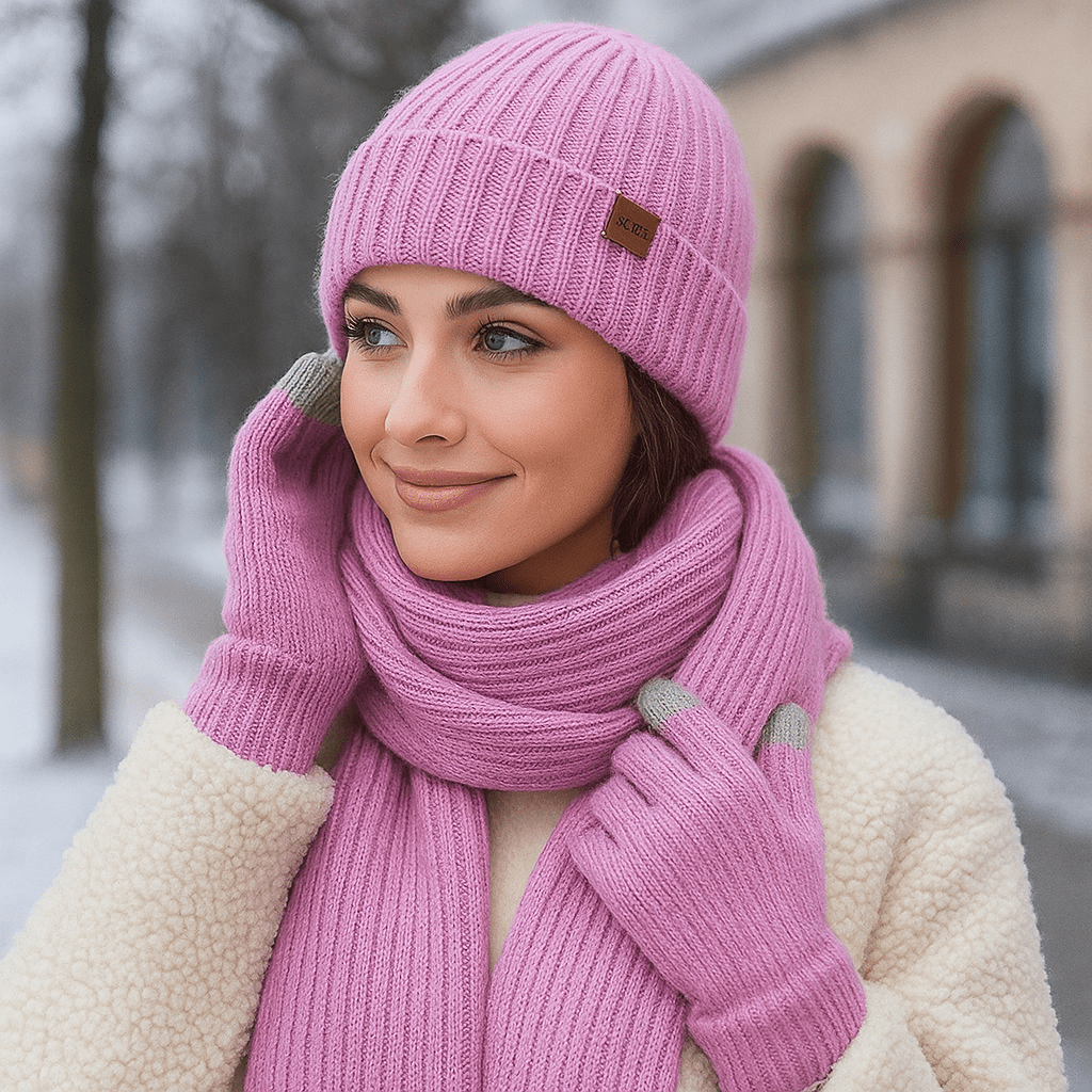 Zestaw Zimowy – Czapka, Szalik i Ciepłe Rękawiczki